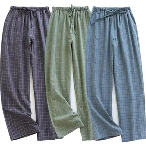 Men’s Cotton Pajama Pants – Lightweight Woven Knit Pants with Pocket