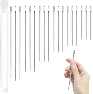 18 count Large Sewing  - 6 Sizes Embroidery , Stainless Hand Sewing , Long  for Needlepoint and Cross Stitch, Darning  for Leather Repair Stitching and Upholstery Crafts