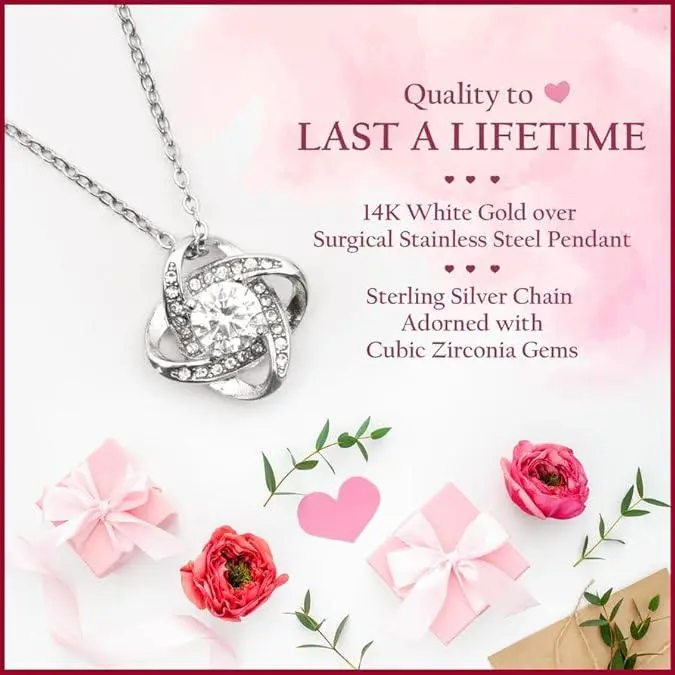 To My Bonus Daughter Necklace, Bonus Daughter Necklace, Gifts For Bonus Daughter, Step Daughter Necklace from Stepmom, Gifts For Stepdaughter, Step Daughter Gifts Love Knot Necklace On Xmas, Birthday