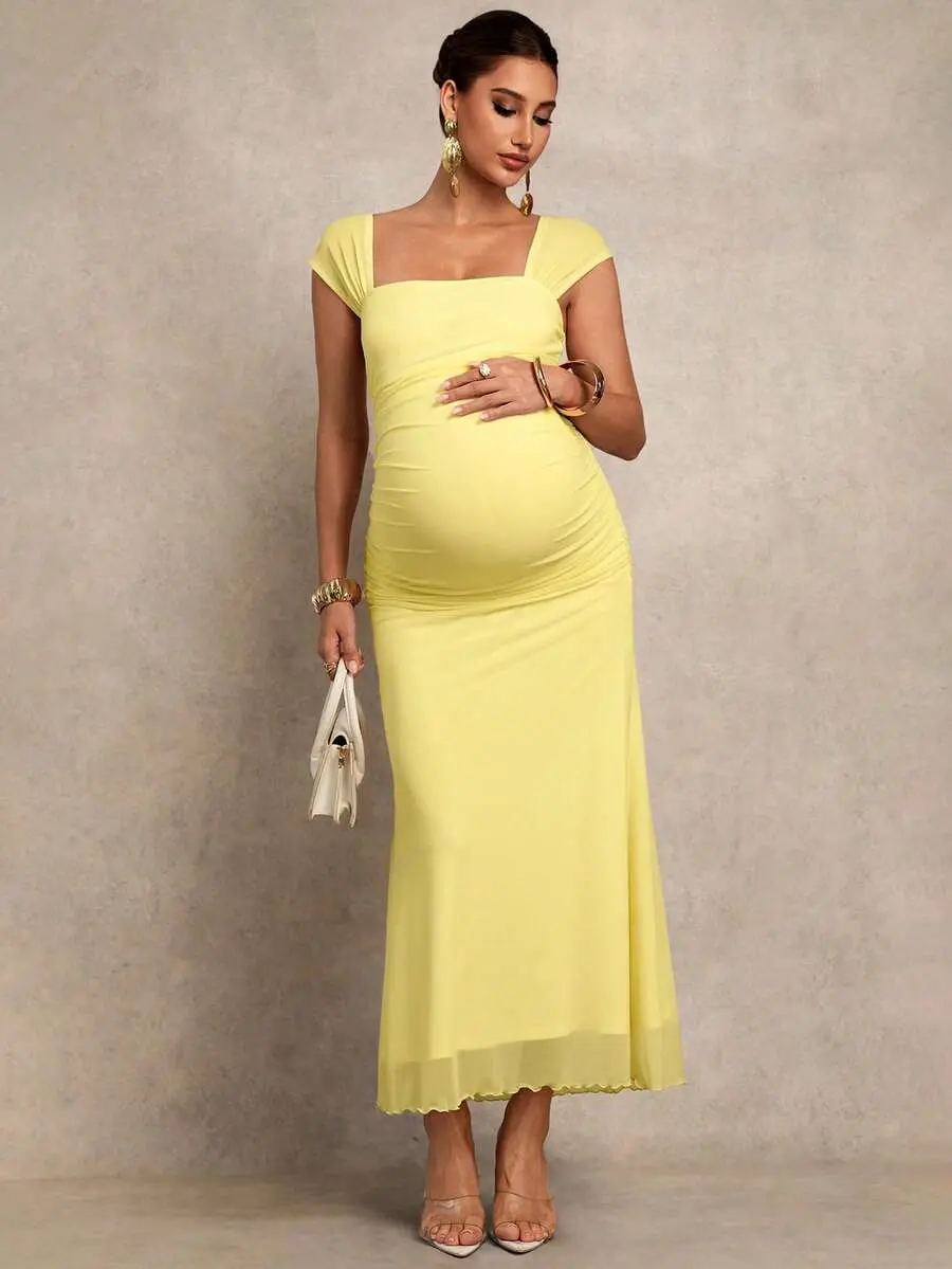 MAGICMOM Elegant Solid Color Maternity Dress For Summer