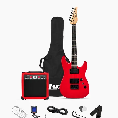 LYXPRO Electric Guitar Kit 36" Beginner 20-Watt Amp & Accessories Rosewood Canadian Maple Body 6 Strings 2 Picks Tremolo Bar Cable Strap Mini Tuner