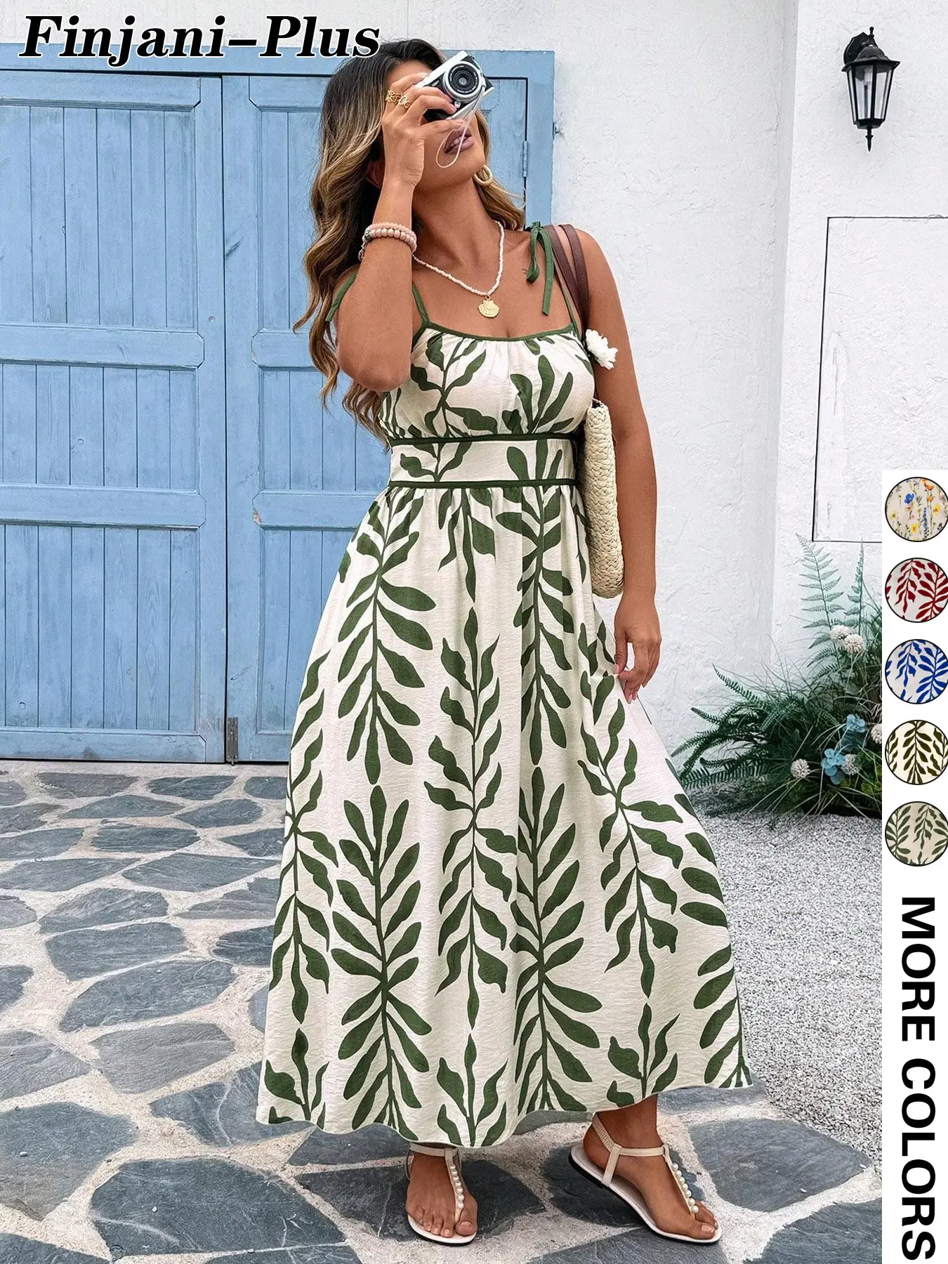 Plus Size Leaf Print Cami Dress, Casual Sleeveless Spaghetti Strap Maxi Dress for Beach Vacation, Women's Plus Clothing for Summer - TikTok Shop Plus Size Leaf Print Cami Dress, Casual Sleeveless Spaghetti Strap Maxi Dress for Beach Vacation, Women's Plus Clothing for Summer - TikTok Shop