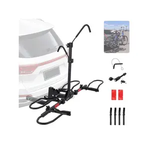 Bike Rack Hitch,Bike Carrier Hitch Mount,Wobble Free Smart Tilting Folding 2 Bicycle Electric Bike Racks With Lock,2" Hitch Fits Up To 180 Lbs Capacity With Up To 5.5" Fat Tires For Car, SUV, Trucks