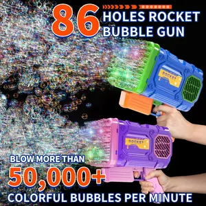 86 Hole LED Automatic Bubble Machine with Colorful Lights Fun Bubble liquid Maker romantic Toy for Kids Summer Outdoor Indoor Party Gift