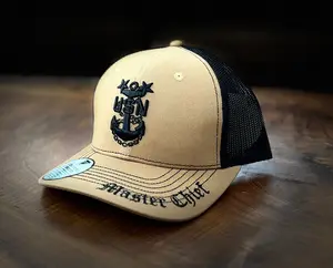 No. 68 Premium Master Chief Snapback Ball Cap Trucker Style Brown with Black Mesh | $29.99 | Free Shipping