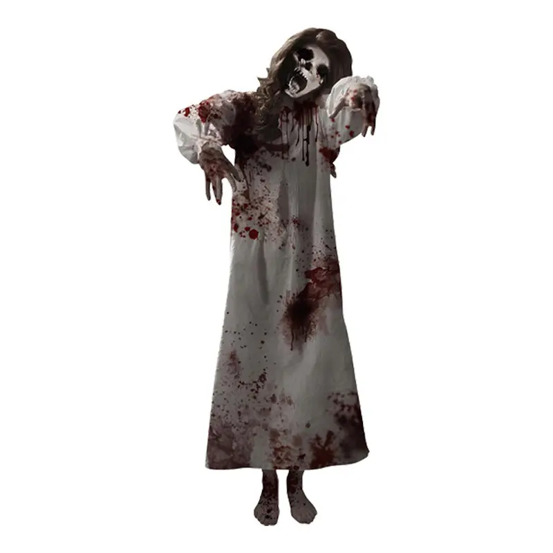 Extra-Large Bloody Zombie Girl Halloween Door Banner, Durable Polyester Horror Decor, Halloween Decorations for Haunted Houses, Porches