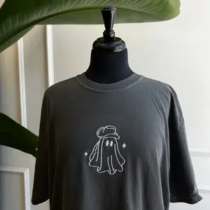 Ghost Cowboy T-Shirt- Comfort Colors Cotton T-Shirt with Embroidered Design