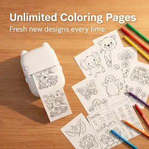 【Clearance Sale】AI Sticker Printer - AI Voice-Powered Mini Printer for Kids, Sticker Maker & Coloring Printer, Inkless Rechargeable Toy for Custom Art, Coloring Pages, Stickers & Learning Activities, sticker printer machine,sticker machine maker