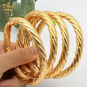 Dubai Gold Color Copper Indian Bangle For Women African Jewellery Bracelets Luxury Brazilian Bangles Wedding Designer Bracelets