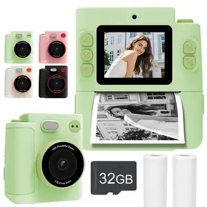 Kids Instant Printing Portable Camera, 2.4-inch 1080P HD Printing Camera, Equipped With Multiple Printing Filters, 16x Digital Zoom, As an Ideal Choice For Gifts To Family And Friends, Easy-to-use Photo Printer, Comes With Roll Paper * 2, Color Pens * 6