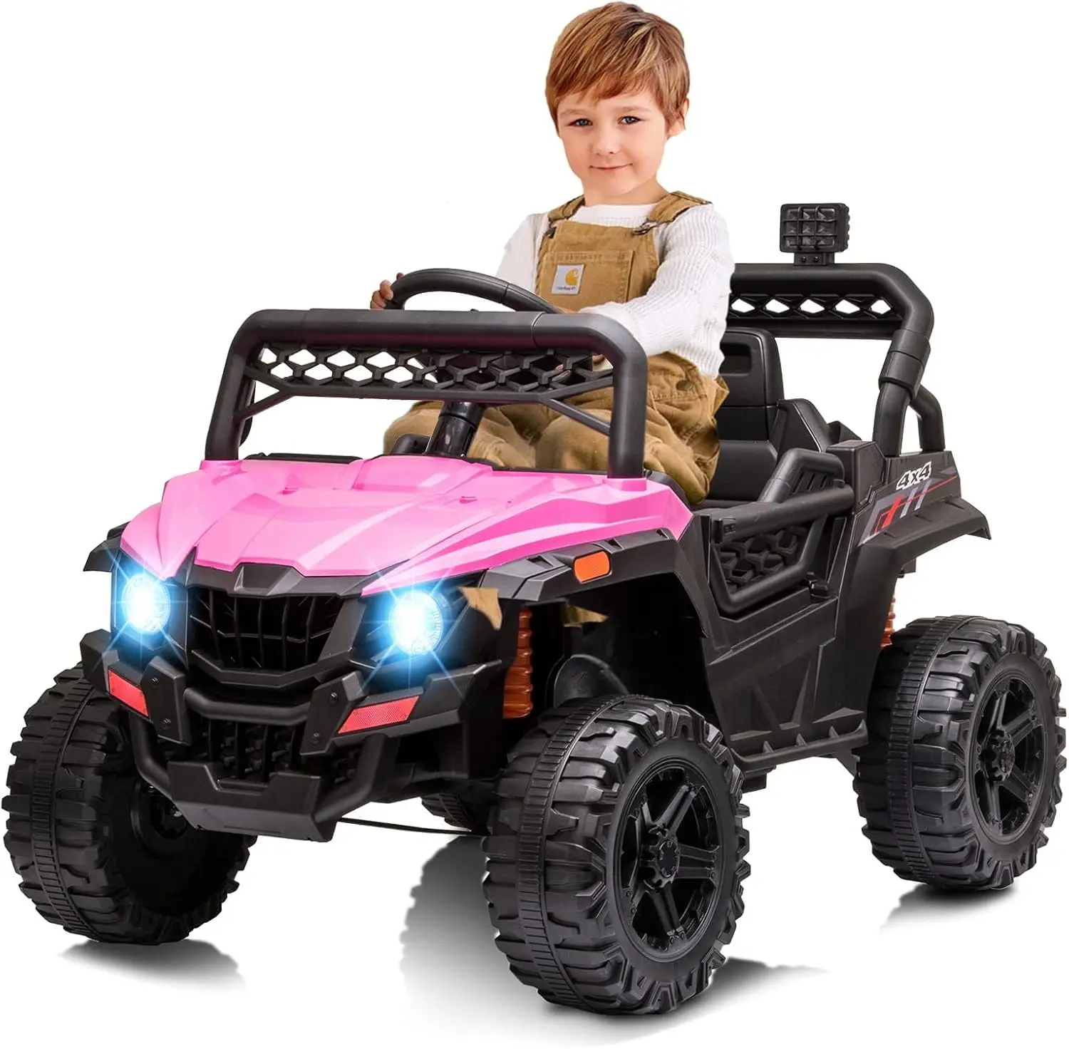 Gaomon 12V Kids Ride-On UTV Truck - Multi-Color/Finish Options, Remote Control, LED Lights, Music, Spring Suspension, Pink Authentic Adventure Vehicle