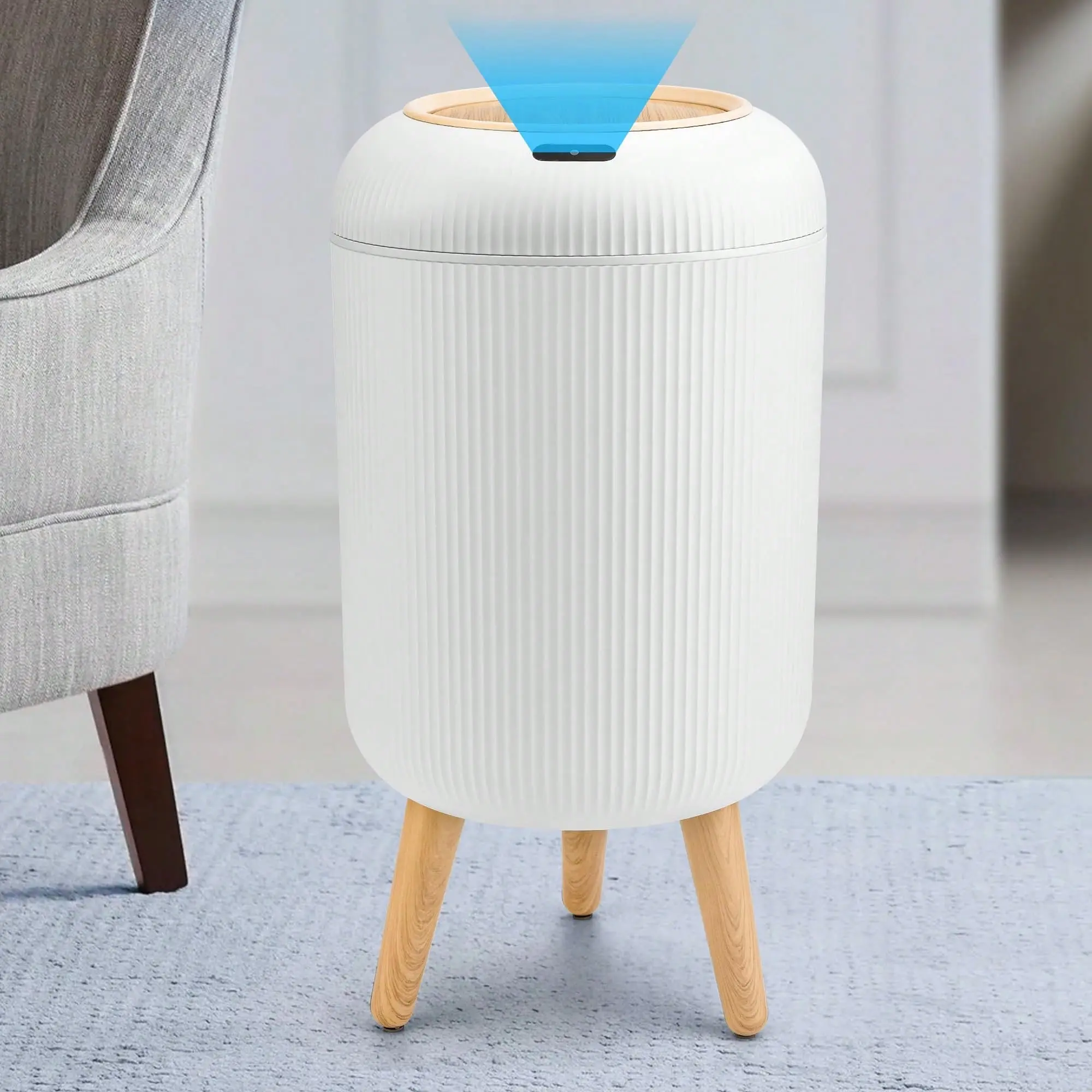 Eco-Friendly Modern Smart Motion Sensor Trash Can - 10L (2.6gal) ABS Plastic, Touchless Automatic Lid, Waterproof, Hygienic, Compact 22.4x22.4x41.4cm Waste Bin for Bathroom, Kitchen Home Gadget, 22.4 X 22.4 X 41.4 Cm