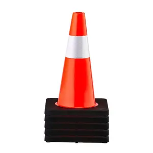 VEVOR Safety Cones, 6 Pack 36 Traffic Cones, PVC Orange Construction Cones with Reflective Collars and Black Weighted Base, for Traffic Control, Driveway Road Parking and School Improvement