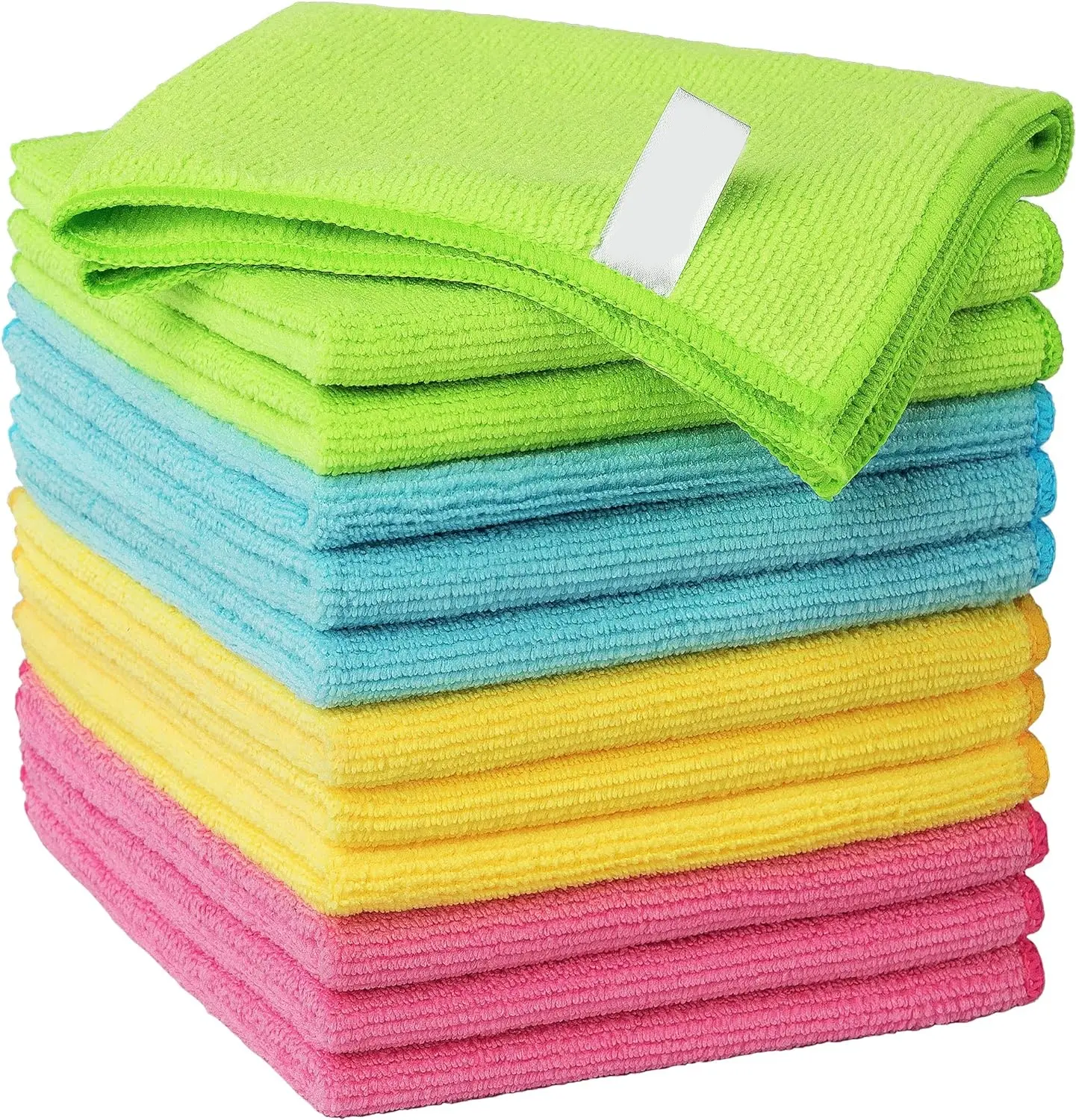 Pack of 12 Microfiber Cleaning Cloth, leaning Rag, Super Absorbent and Lint Free Cleaning Towels with 4 Color Assorted ,Size12.6 x 12.6  home Kitchen