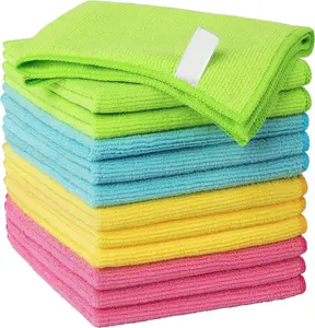 Pack of 12 Microfiber Cleaning Cloth, leaning Rag, Super Absorbent and Lint Free Cleaning Towels with 4 Color Assorted ,Size12.6 x 12.6  home Kitchen