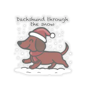 Christmas Wiener Dog Stickers, Holiday Dachshund Decals, Festive Kawaii Peel and Stick Labels, Cute Xmas Weiner Pup Sticker Pack, Adorable