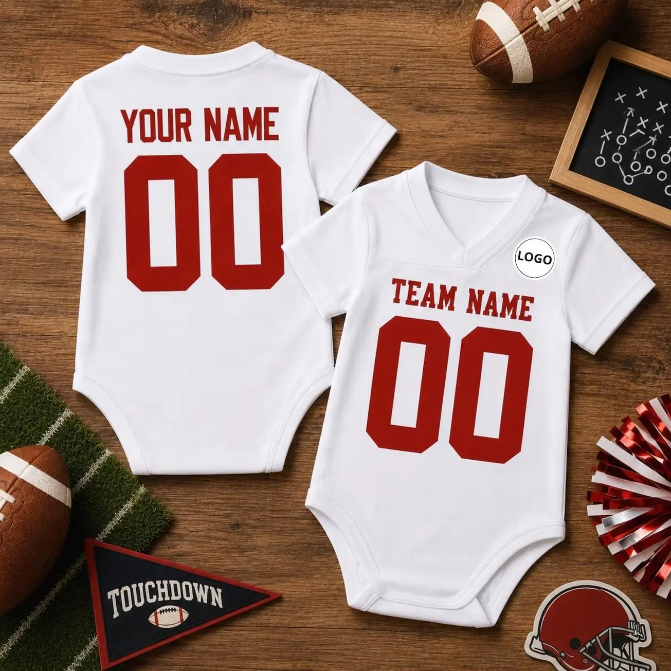 Custom Crimson Football Babysuit, College Game Jersey, Game Day Baby Tee NZO