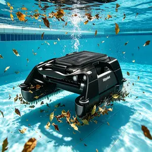 Solar Robotic Pool Skimmer for Above Ground Pools Automatic Cleaner with AI Path Planning Smart Obstacle Avoidance Dual Charging 3-Hour Battery Life 5L Capacity