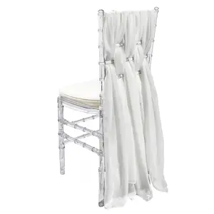 5 Pack 6 Ft Chiffon Chiavari Chair Sashes White