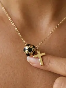 2026 World Cup Fashion 18k Gold Plated Soccer Cross Pendant Necklace, Basketball Football Charms, Jewelry for Sports Fans, Perfect Gift