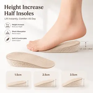 1 Pair Silicone Height-Boosting Insoles for Men & Women - Invisible, Comfortable Half Pad with Hidden Heel Lift