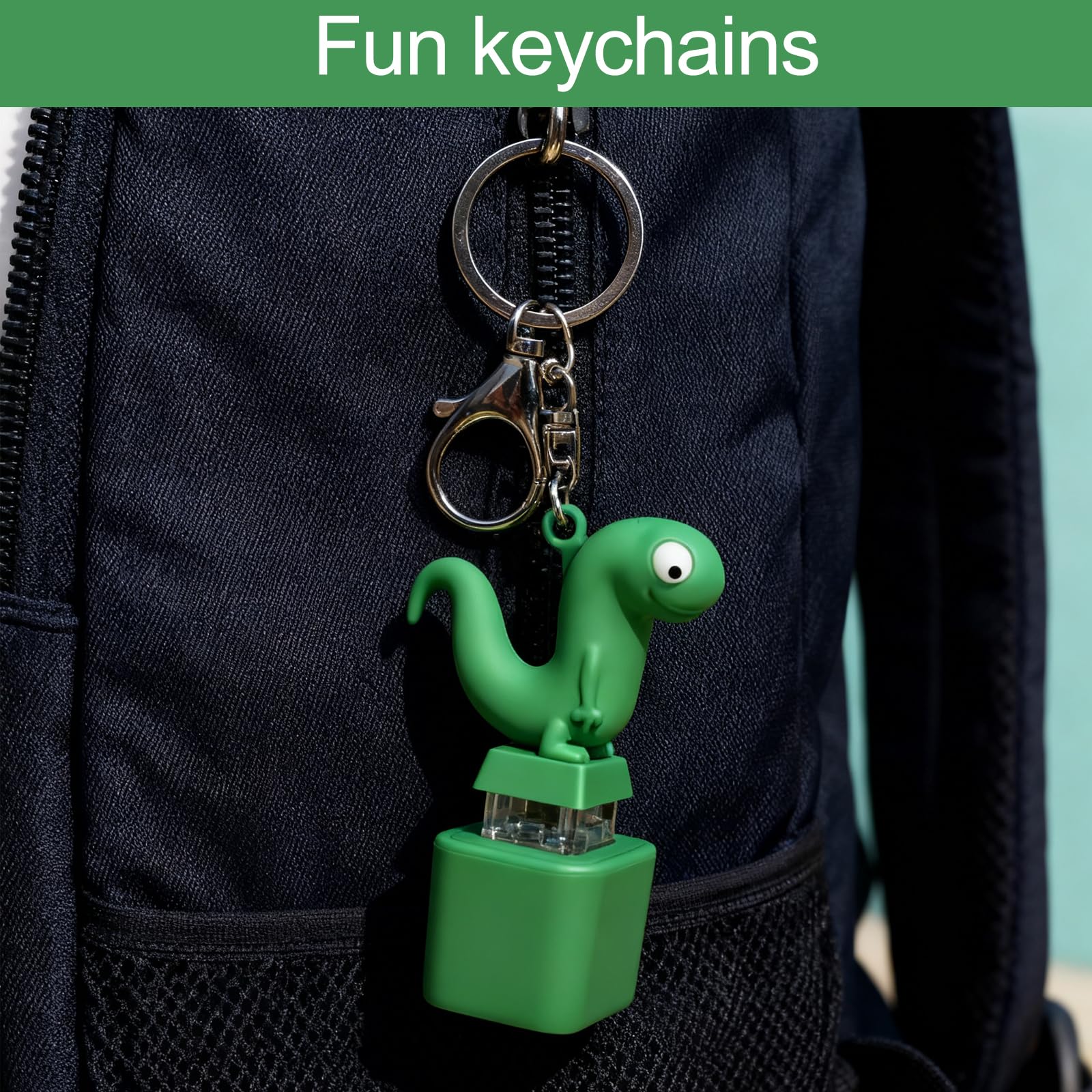 Frog & Lizard Chirping Toy Keychain, Rechargeable LED Light Up Stress Relief Toy, Portable Anxiety Relief Fidget Toy for Kids & Adults