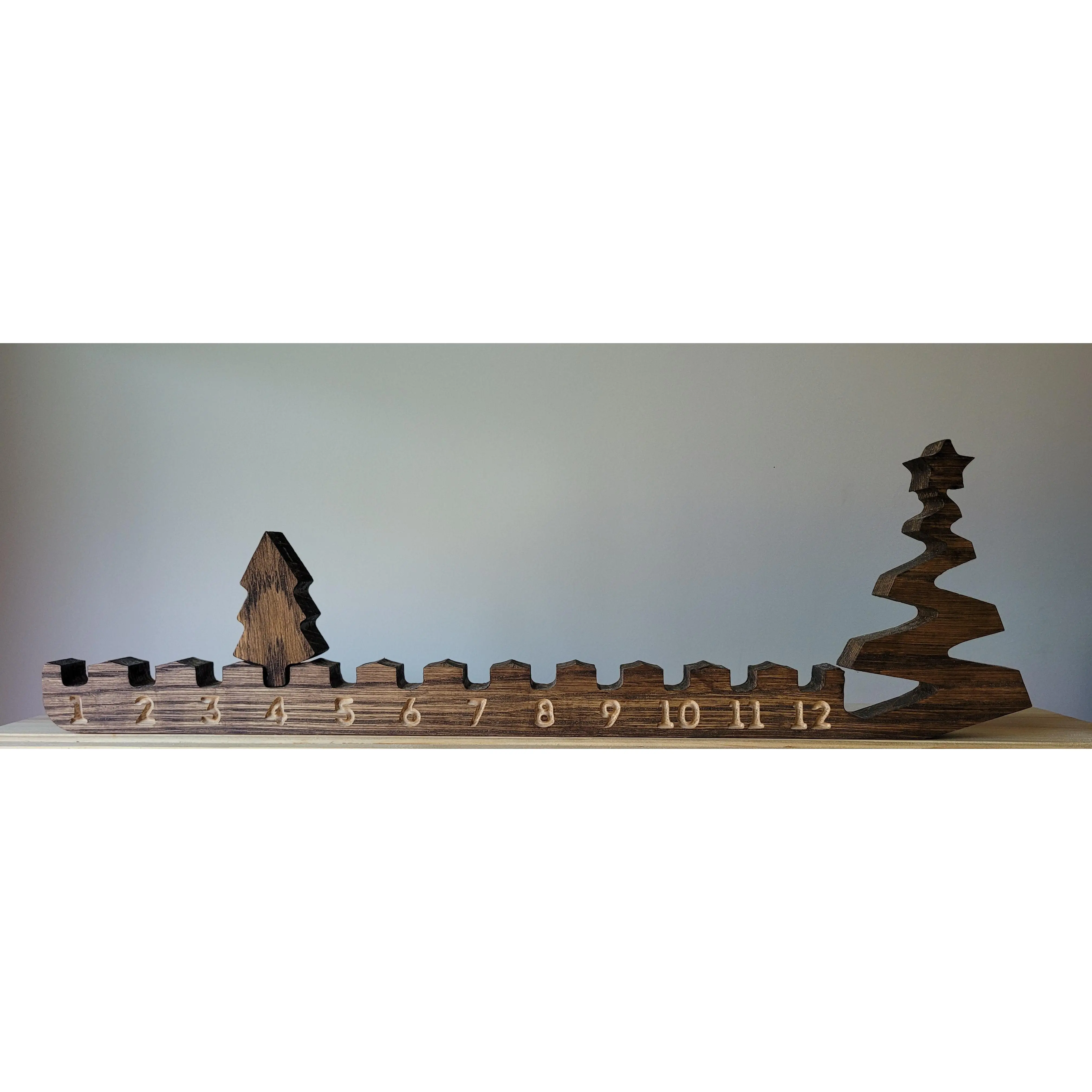 White Oak 12 Day Christmas Countdown w/ Tree - Brown Decoration Traditional Calendar