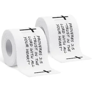 2 Pcs Christian Cross Athletic Tape Sports Tape 2in x 23ft Religion Jesus Wrist Wrap for Soccer Football Baseball, Gift for Graduation Teacher Nurses Week Pentecost(White,Proverbs)