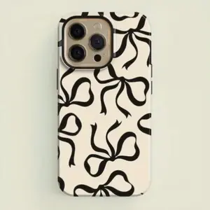 A Black Bow Cream-Colored Phone Case, Compatible with Iphoneincluding 11 to 17 Pro Max X/XS and Samsung S21 to S26 Series - a Stylish And Creatively Designed New iPhone case