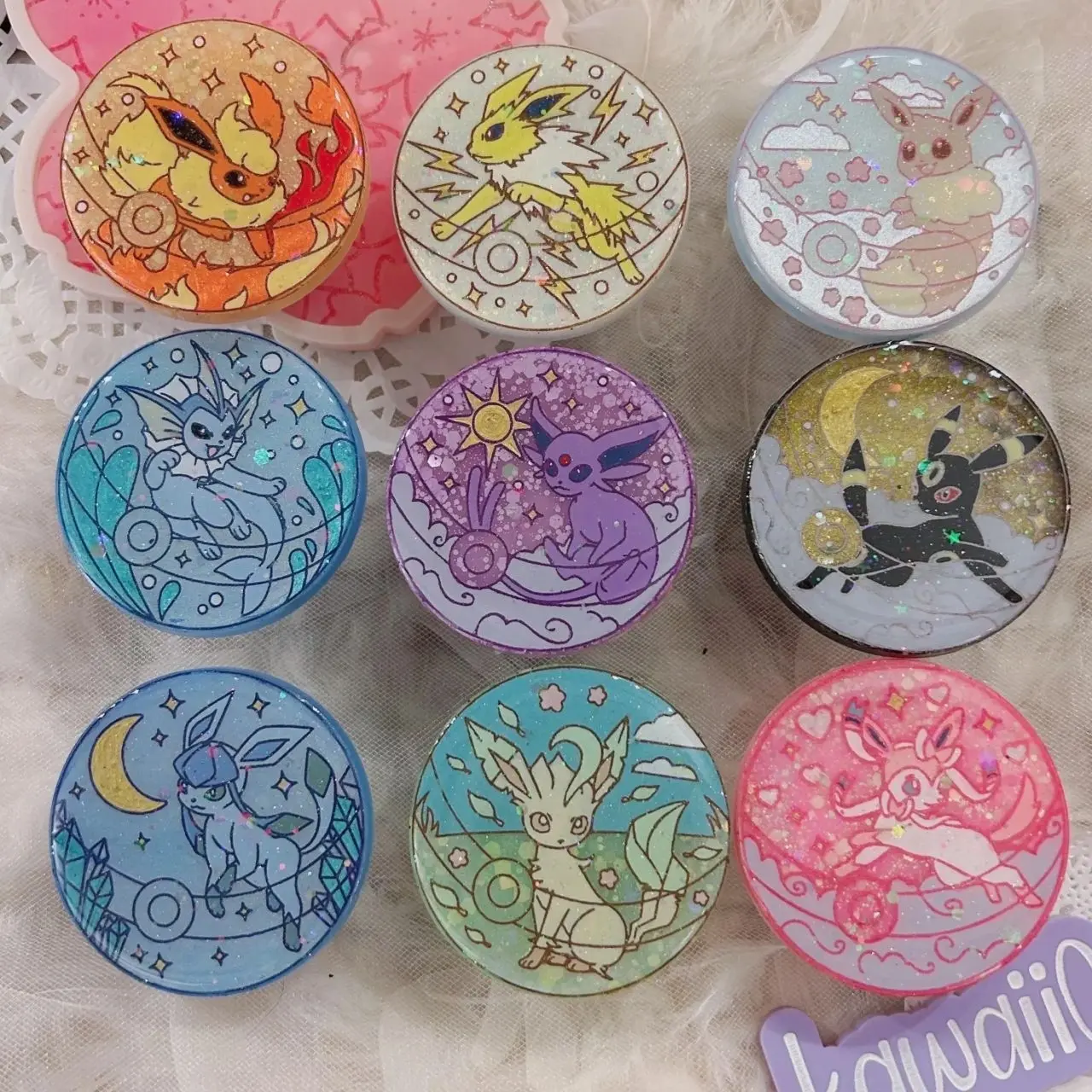 Anime Eeveelutions Phone Grip, Eevee Flareon Jolteon Vaporeon
