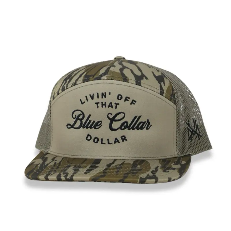 Livin' Off That Blue Collar Dollar MadHatter's Embroidered Snapback Adjustable (Up To A Size 8 Head) Premium Trucker Hat Livin' Off That Blue Collar Dollar MadHatter's Embroidered Snapback Adjustable (Up To A Size 8 Head) Premium Trucker Hat