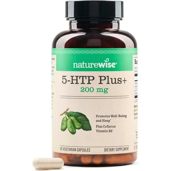 NatureWise 5-HTP 200mg Supplement from Griffonia Seeds with Cofactor Vitamin B6 - Mood Support and Natural Sleep Aid for Adults - Delayed-Release, Vegan - 60 Count[2-Month Supply]