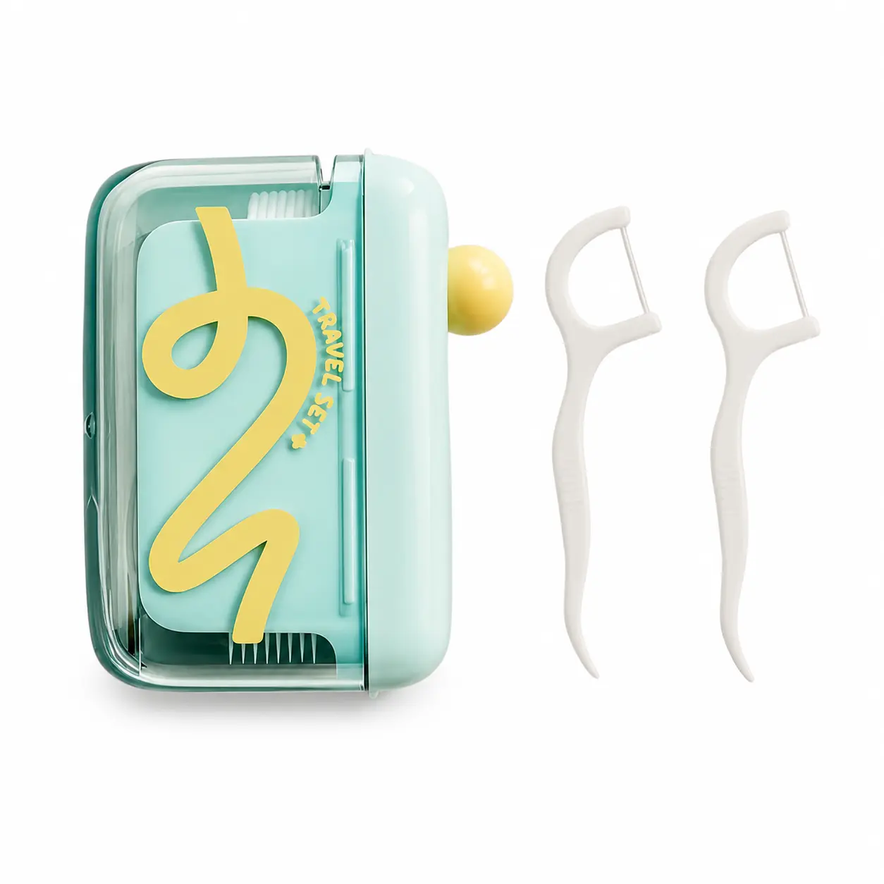 Portable Automatic Dental Floss Pick Dispenser - 1-Touch Pop-Up Holder, Refillable Storage Case, Compact Unisex Clean Oral Care Organizer for Daily Users, Convenient Home or Office Bathroom Supplies Accessory