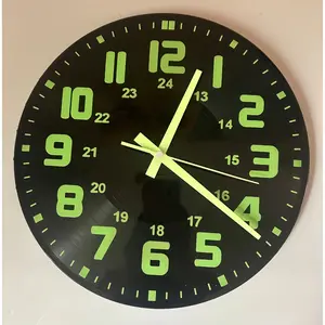 Vinyl Night Light Wall Clock, Dual Display 12/24 Hours, Silent Design, Ideal for Living Room, Bedroom, Study, Music Bar