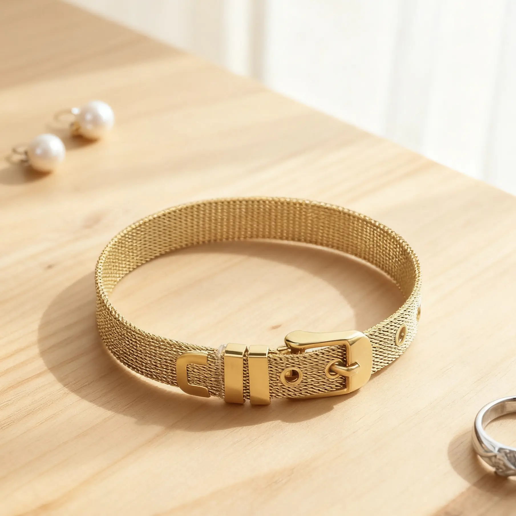 Stainless Steel Mesh Watchband Bracelet - 8MM Steel Color, Stellar Glint Shiny, Geometry Electroplated, Unisex OL Style, Trendy Jewelry, High Quality Bracelet, Modern Fashion Accessories, All-Match Gift