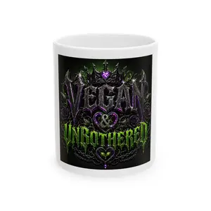 Vegan & Unbothered Mug | Gothic Green Purple Vegan Declaration
