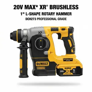 DEWALT DCH273 Brushless Drill Driver — Concrete 24 mm / Wood 26 mm / Metal 13 mm, 360° Auxiliary Handle | Includes one battery and charger, lightweight at 3.1 kg