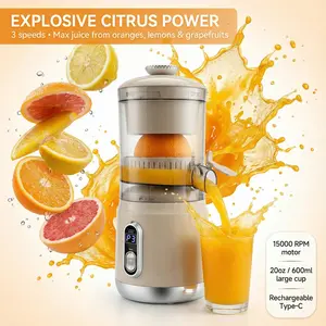 TazTir Cold Press Juicer Machines Portable USB-C Rechargeable Electric Citrus Juicer with Large Feed Chute for Whole Fruits Vegetables Slow Masticating Juicers 3 Replace Filters Batch Juicing Easy Clean