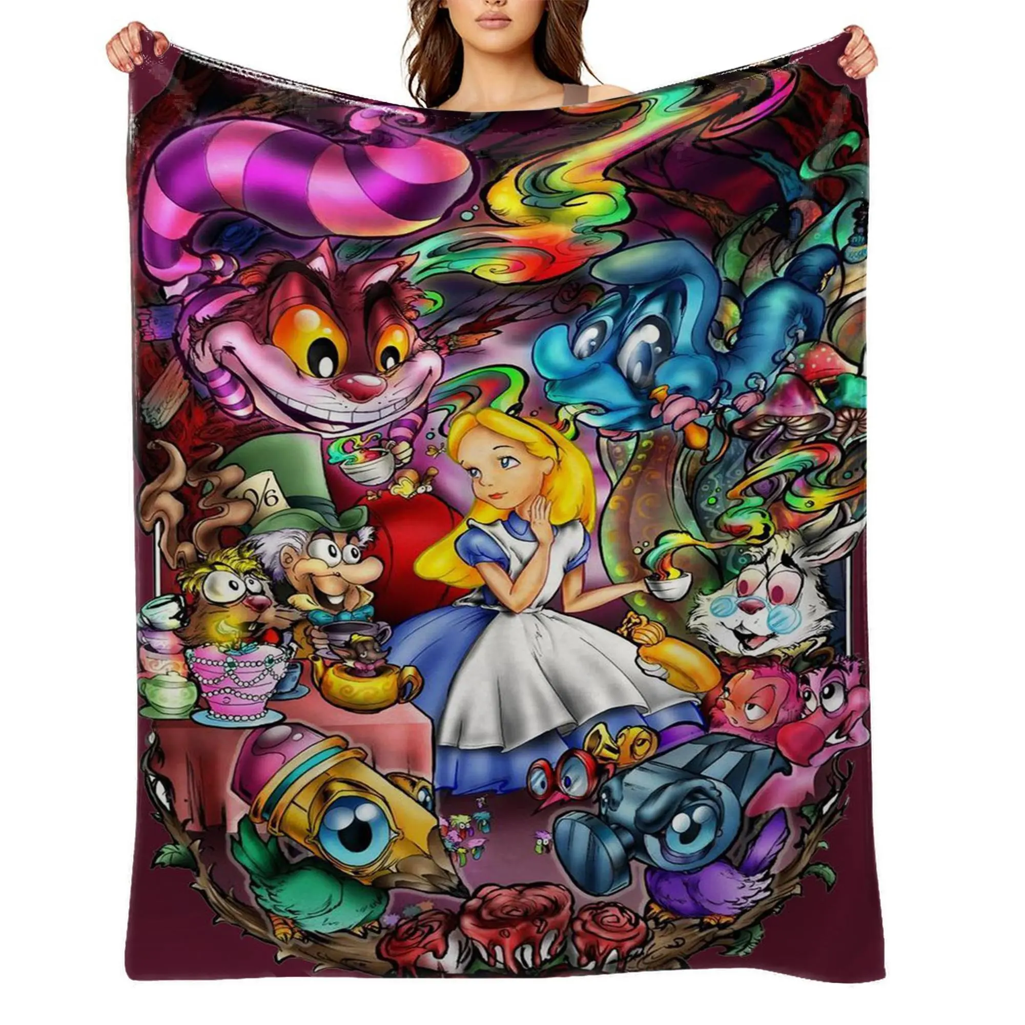 Alice in Wonderland Ultra Soft Flannel Fleece Blanket | Cozy Lightweight Throw Blanket for Couch, Sofa, Bed & Travel a-106