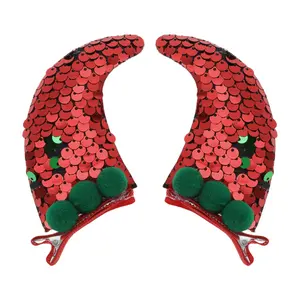 Unique Bargains Santa Hat Hair Clips 2.17"x1.18"x3.54" 1 Pair