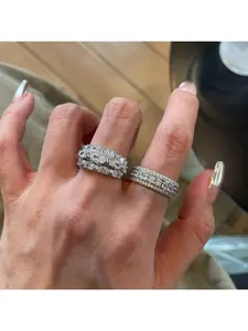 Stackable Vintage Crystal Rhinestone Ring Set for Women Elegant Heavy Duty Diamond Stacking Band Luxury Glamour Cocktail Party Statement Jewelry Gift Statement Rings