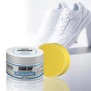 Shoe Cleaner Cream 100g Sneaker Gentle Formula Easy Application Dirt Grease Stains Remover for PU Leather Faux Canvas Shoes Indoor Outdoor Daily Use Portable