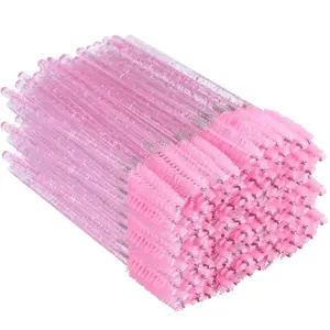 300PCS Crystal Eyelash Brushes, Pink Disposable Mascara Wands Makeup Applicator, Adjustable Lash Spoolies for Eyelash Extensions and Eyebrow Brush