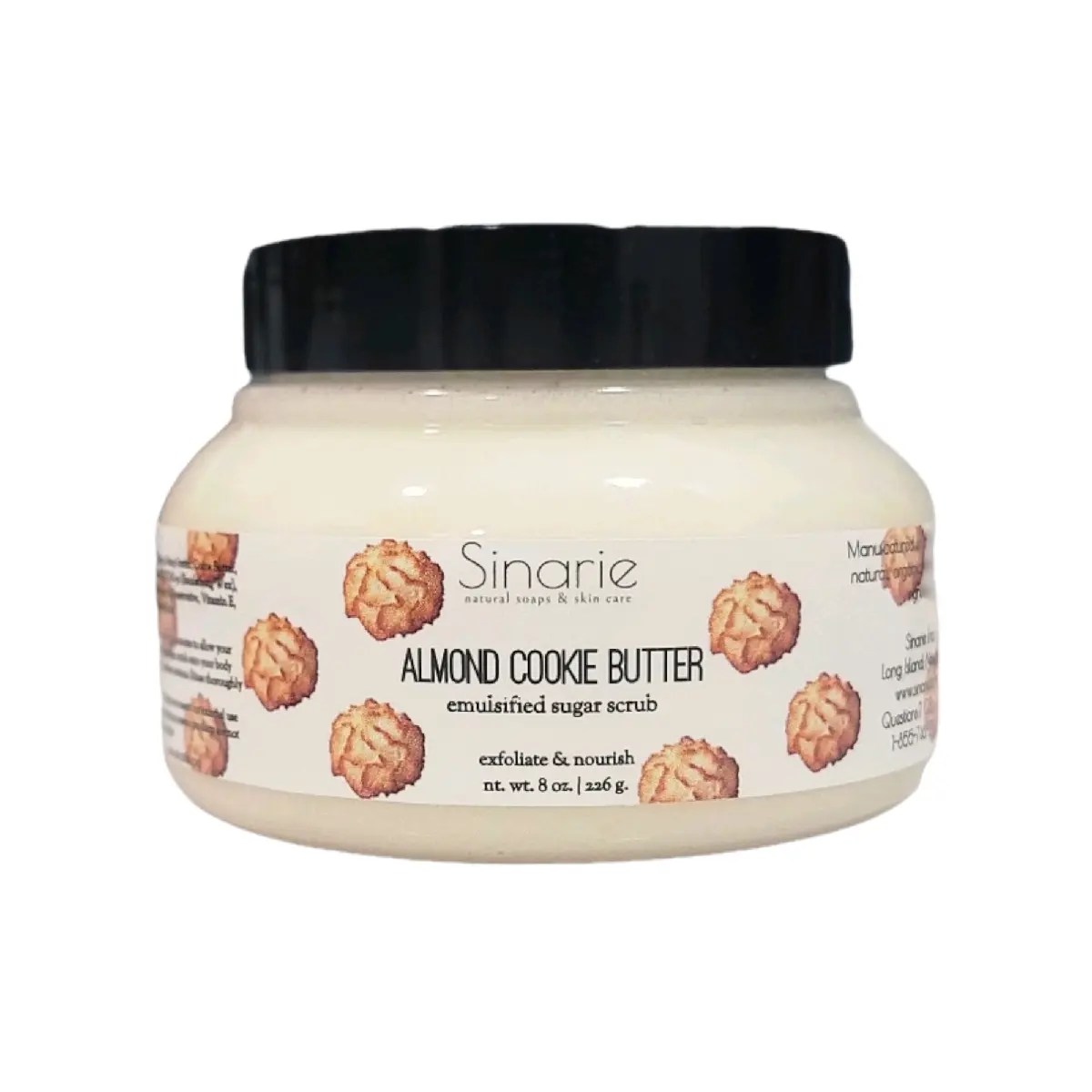 Sinarie Inc. Almond Cookie Butter Sugar Scrub - Hydrating Body Care, Gentle Exfoliator, Silky Smooth Skin, Fragrance Cleanser repair soothe skin soap skincare
