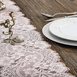 Embroidered and Pink Lace Table Runner-Feminen 12''x120'' with Floral-Perfect for and Chic Wedding and Bridal/Baby Shower Decorations