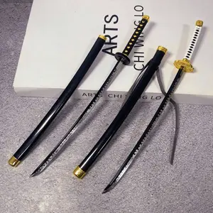 10inch 25cm Metal Katana Figurine Model Zinc Alloy Ninja Knife Black Sabre Medieval Blade Green Iron Sword Anime Cosplay Accessories Prop Damascus Sword Original Samurai Sabre Real Size Japanese Katana Figure Model Gift