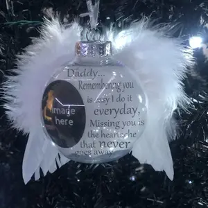 Memorial Ornaments with Angel Wings and Personalized Text for Cherished Memories