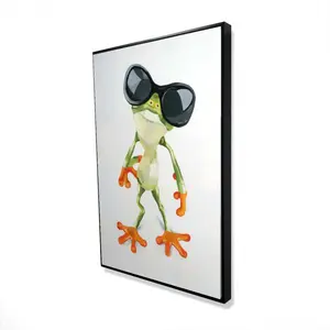 360 Stand Funny Frog with Sunglasses Canvas Wall Artwork, 24x36 in Artistic Adventure-Themed Home Decor for Bedroom, Ideal Gift for Wall Posters & Prints