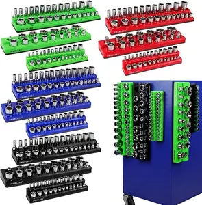 Magnetic Socket Organizer Set, Various specifications, 1/2-inch, 3/8-inch, 1/4-inch Drive, Holds 143 SAE&Metric Sockets, Red & Blue, Professional Quality Tools Organizer Hardware Heavy Duty #TikTokShopBlackFriday