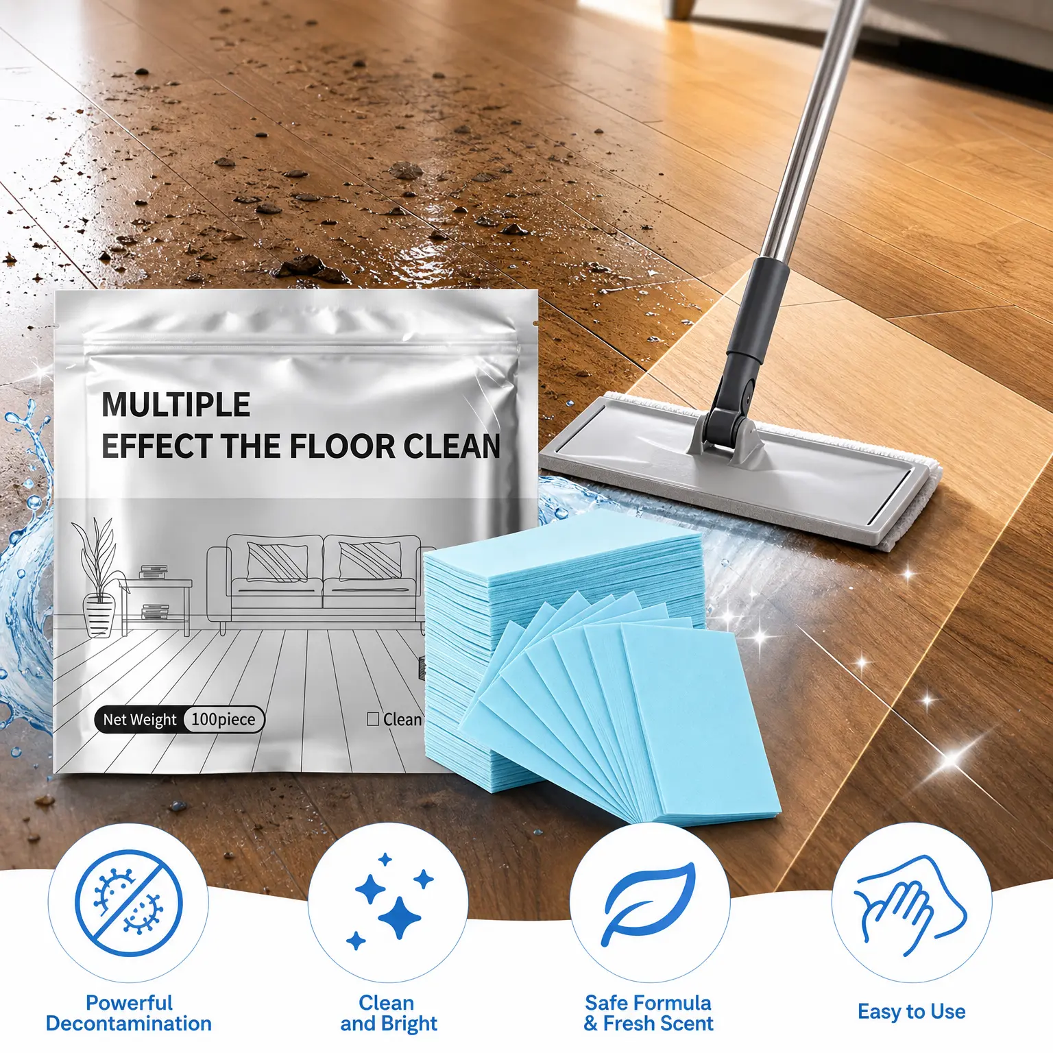300pcs Concentrated Floor Cleaner For Tile Wood Bathroom And Car Surfaces Powerful Floor Cleaning Sheets For Home